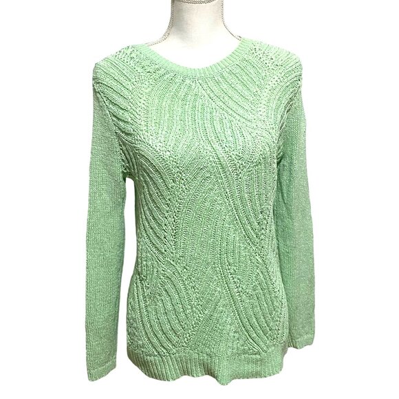Talbots Pullover Sweater MP Spring Green Soft Girl Easter Preppy Textured - Picture 1 of 6